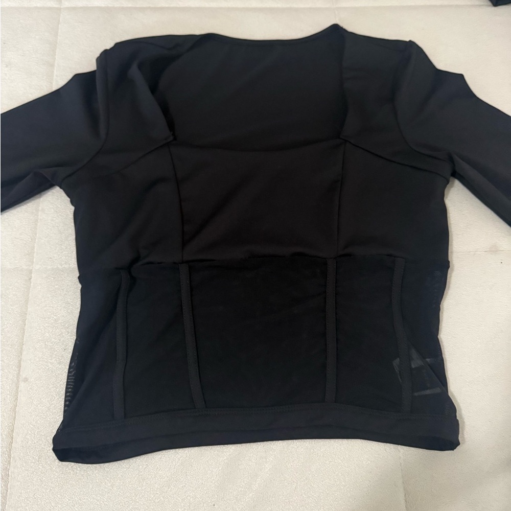 SHEIN Black Mesh Panel Bodysuit